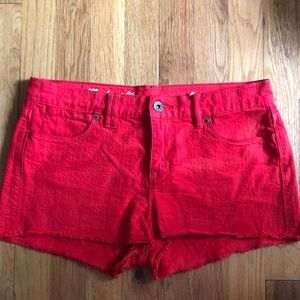 Madewell red denim cutoff shorts. Size 27